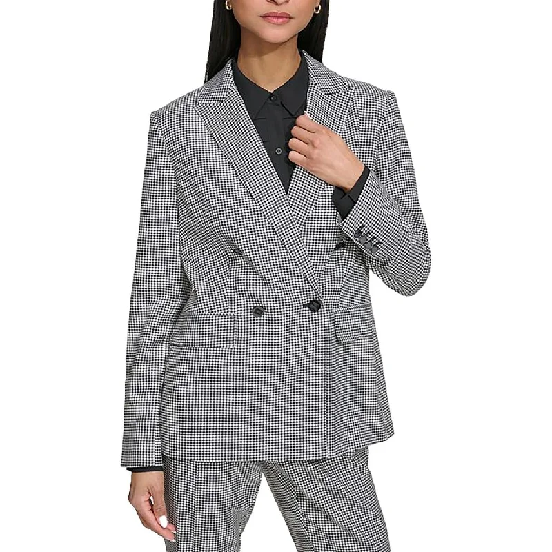 Fashion Blazers For Women Womens Office Gingham Double-Breasted Blazer