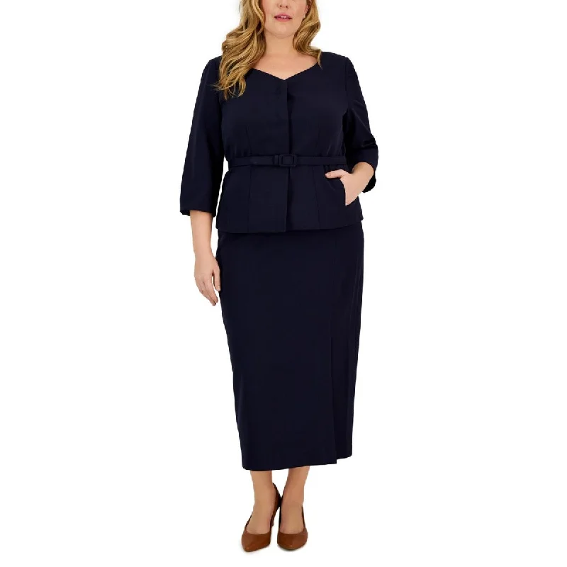 Summer Dresses For Women Plus Womens 2PC Belted Skirt Suit