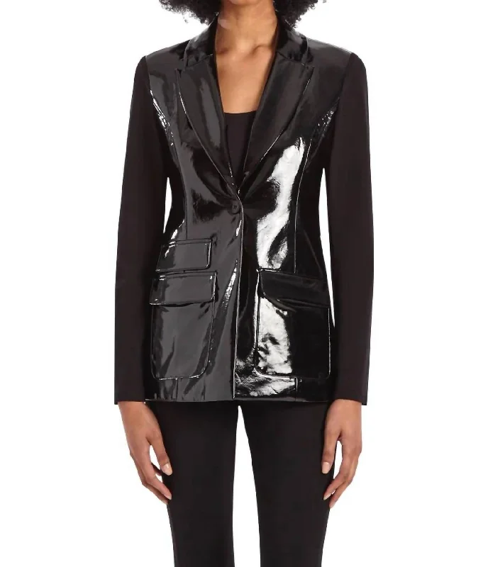 Women’s Winter Wear The Vinyl Combo Dart Blazer In Black