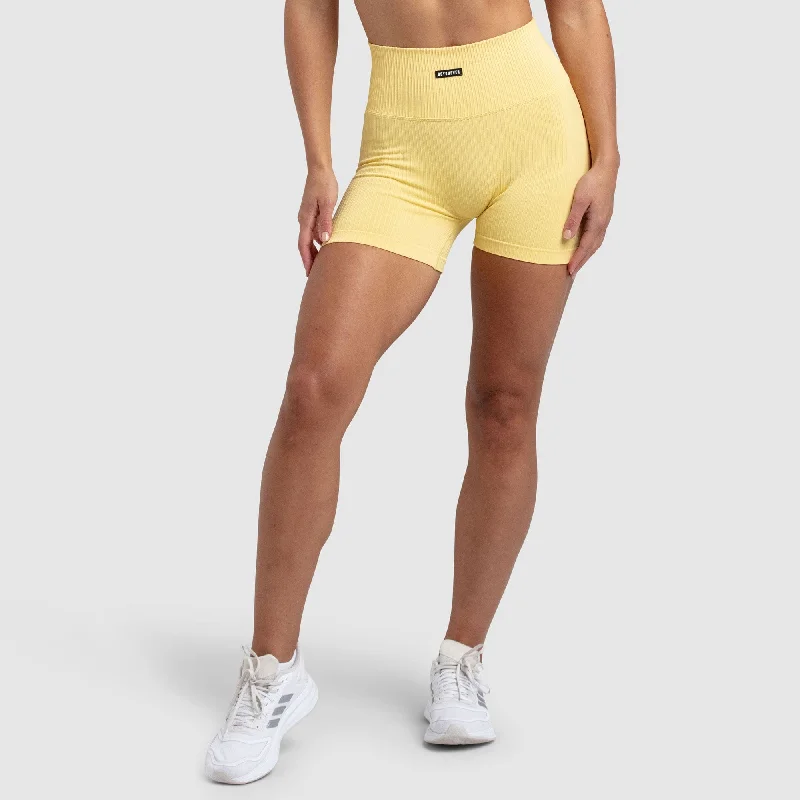 Women’s Trendy Outerwear Ribbed Seamless Shorts - Canary Yellow