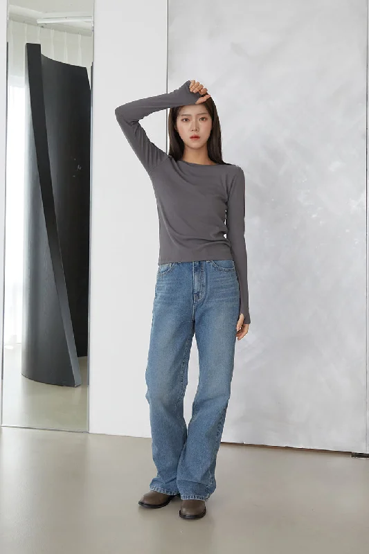 Summer Shoes For Women Ribbed Long Sleeve Tee F02
