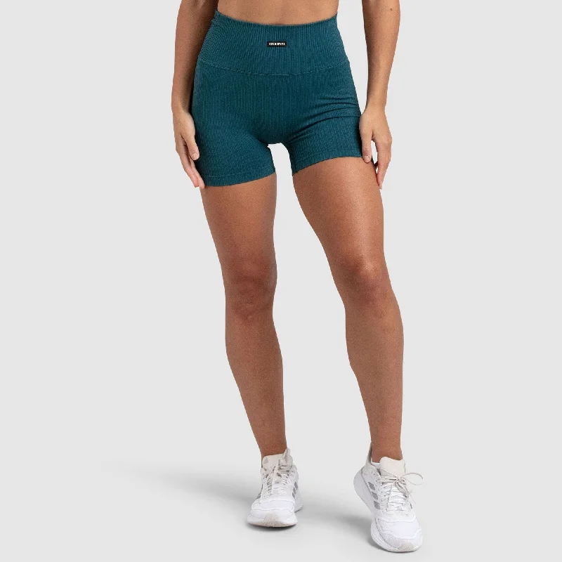 Comfortable Yoga Pants Ribbed Seamless Shorts - Forest Green