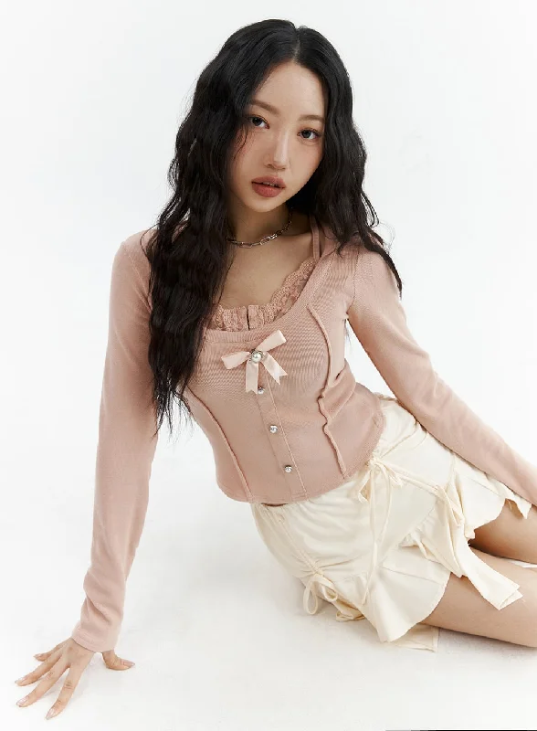 Casual Skirts For Women Lace Corset Button Top CJ425