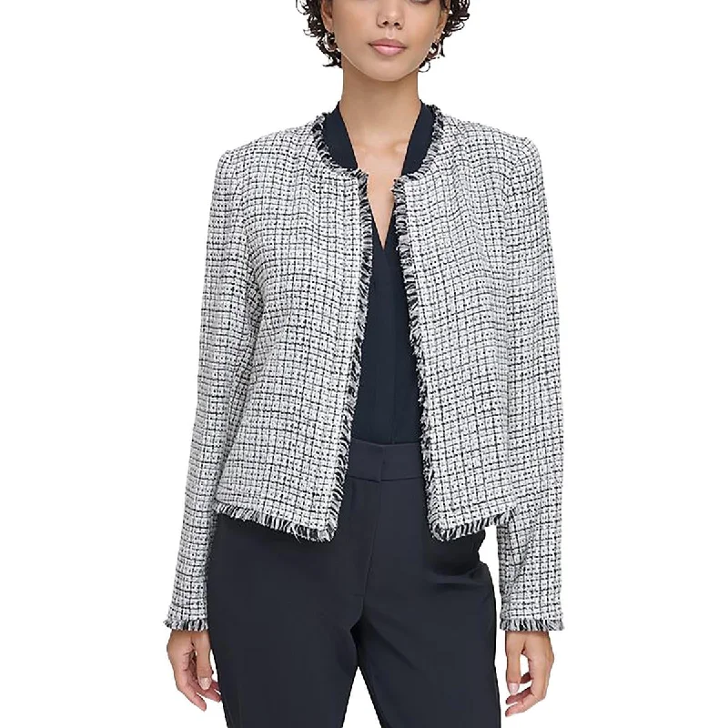 Women’s Party Wear Womens Tweed Fringe Open-Front Blazer