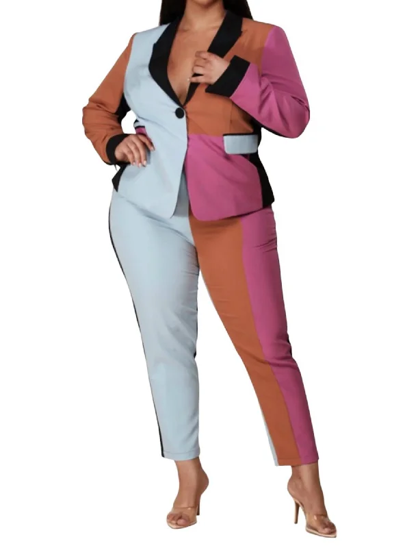 Women’s Outdoor Jackets Colorblock Pant Suit In Multicolored