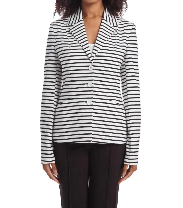 Affordable Women’s Tops Stripe Sight Blazer In Black/white