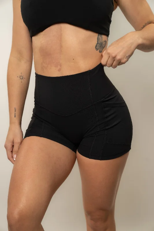 Affordable Women’s Jackets 4" Effortless Heart Booty Shorts With Pockets - Black