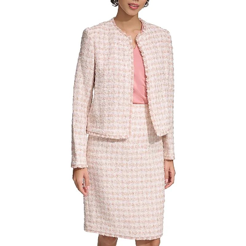 Women’s Trendy Outerwear Womens Tweed Ofiice Open-Front Blazer