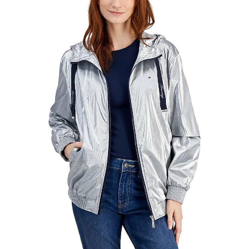 Women’s Hoodies Online Tommy Hilfiger Womens Metallic Long Sleeve Windbreaker Jacket