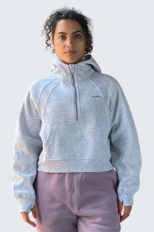 Fashionable Sneakers For Women W MoonSweat Shirt Mock Oversized + Hoodie - Pebble Heather
