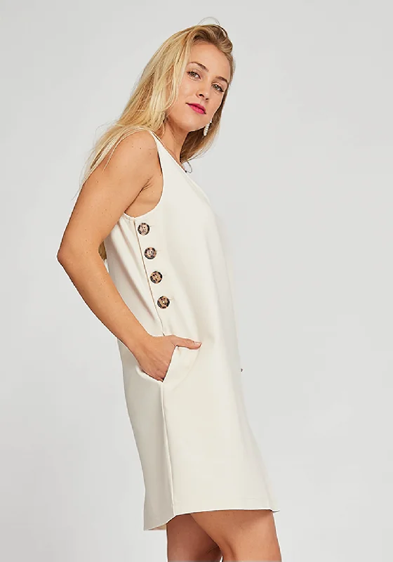 Admiral Button Shift Dress (Coconut Cream)