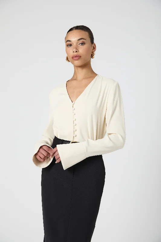 Carmen Crepe Bell Sleeve Blouse