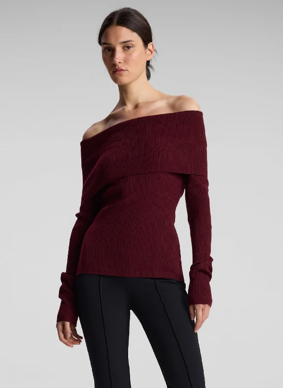 Women’s Fashion Cardigans Evelyn Merino Off Shoulder Top Street style