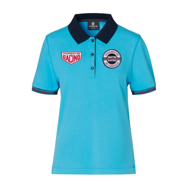 Porsche Women's Polo Shirt (Light Blue) - Martini Racing