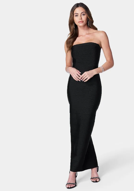 Winter Wear For Women Bandage Strapless Maxi Dress