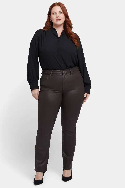 Women's Fall Fashion Comfortable and simple Coated Marilyn Straight Jeans In Plus Size - Coffee Bean Coated