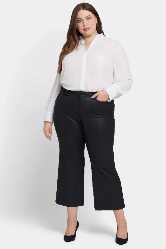 Women’s Business Wear Moisture wicking Coated Teresa Wide Leg Ankle Jeans In Plus Size - Black Coated