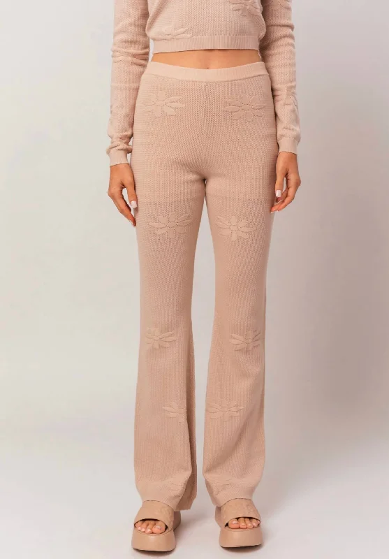 Affordable Women’s Jackets Flower Detail Sweater Pants In Taupe