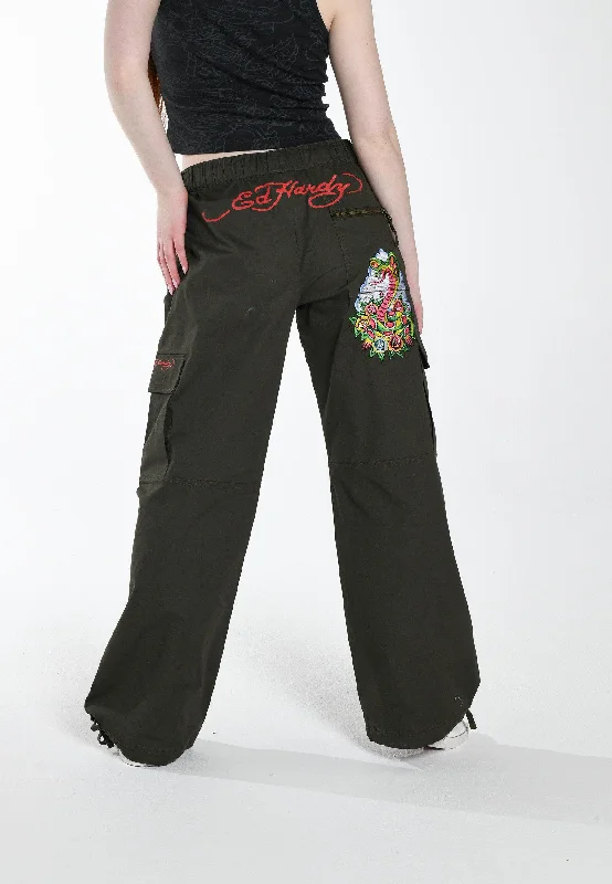 Women’s Summer Hats Street casual styleWomens La-Cobra Cargo Pants Trousers - Olive
