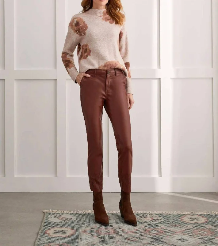 Women’s Casual Blazers Laser Cut Hem Fly Front Ankle Pant In Baked Clay