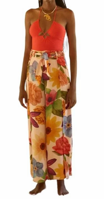 Summer Fashion For Women Levi Wide Leg Pants In Florals Cream