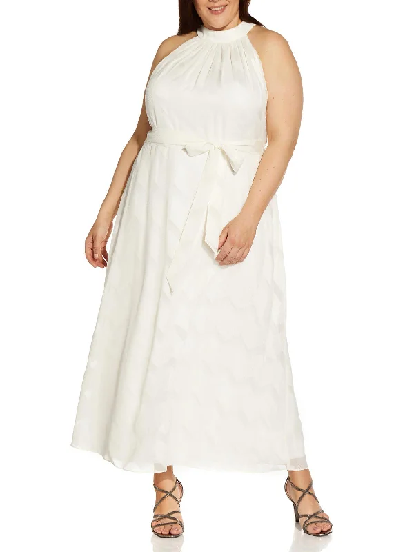 Women’s Summer Outfits Plus Womens Halter Calf Midi Dress