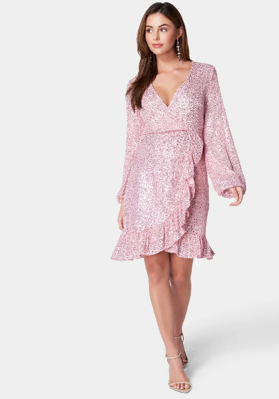 Women’s Formal Wear Sparkle Wrap Mini Dress