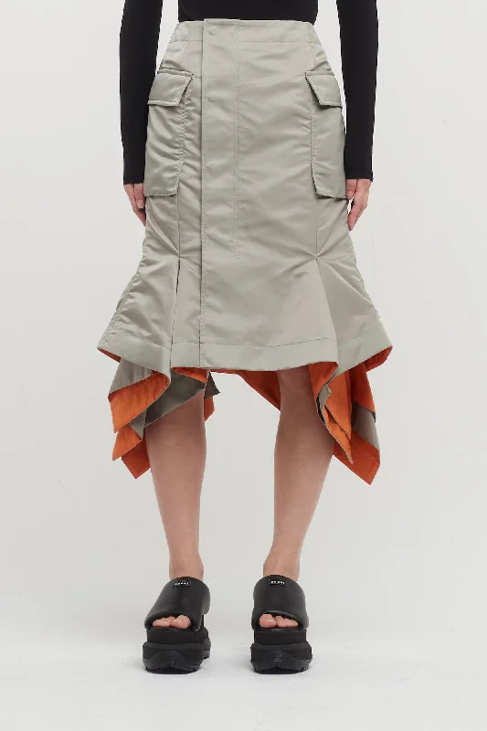 Sacai Nylon Twill Skirt in Beige