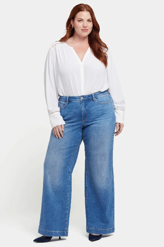 Summer Fashion For Women Street style suit Teresa Wide Leg Jeans In Plus Size - Water Canyon