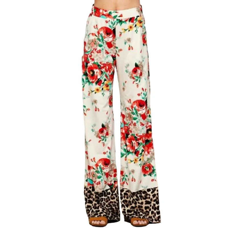Women’s Fashion Scarves Women's Palazzo Pants In Floral/leopard