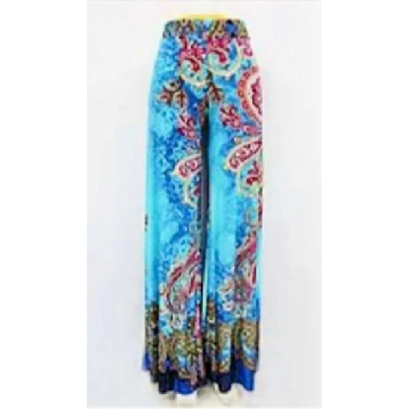 Evening Dresses For Women Women's Palazzo Pants In Turquoise Print