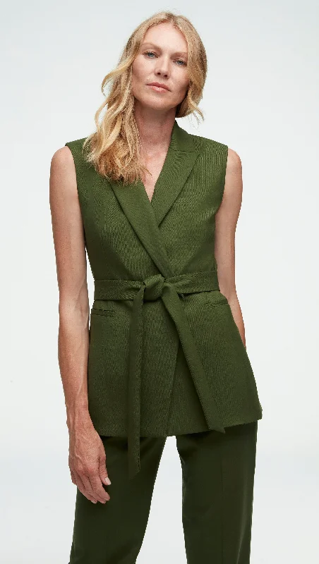 Double-Breasted Vest in Seasonless Wool | Olive