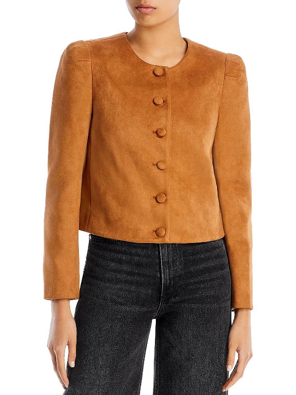 Womens Faux Suede Lightweight Shirt Jacket