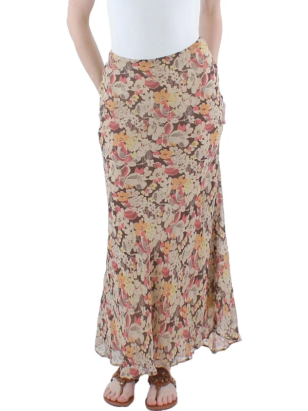 Womens Floral Print Maxi Skirt