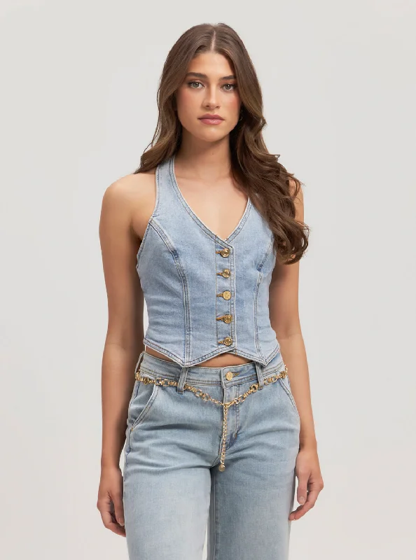 Women’s Nightwear Online Sports suit style Blue Denim Piper Vest