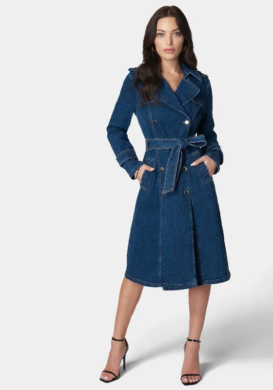 Evening Dresses For Women Boutique display Double Breasted Denim Trench Coat