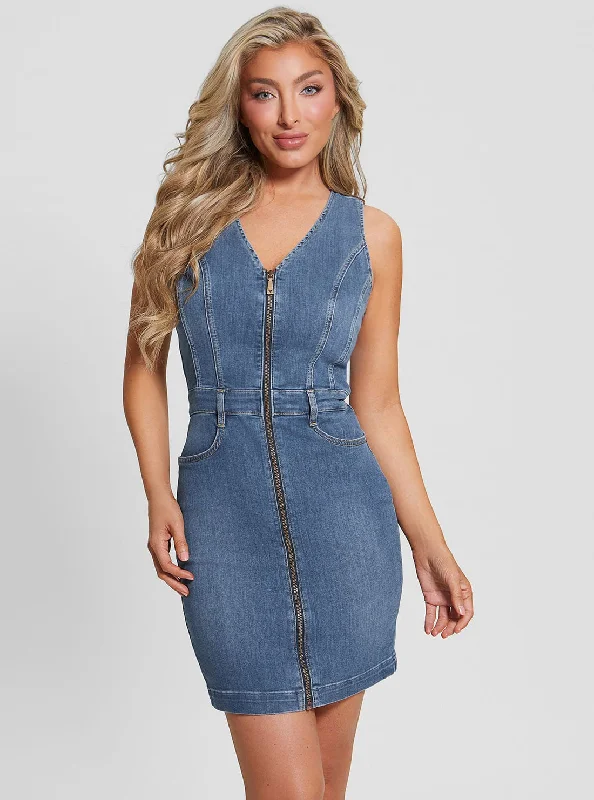 Summer Shoes For Women Romantic and sweet Eco Blue Micol Denim Mini Dress