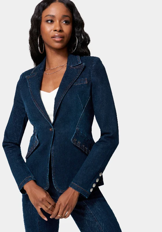 Maternity Clothing For Women Windbreaker fashion Eyelet Trim Tailored Denim Jacket