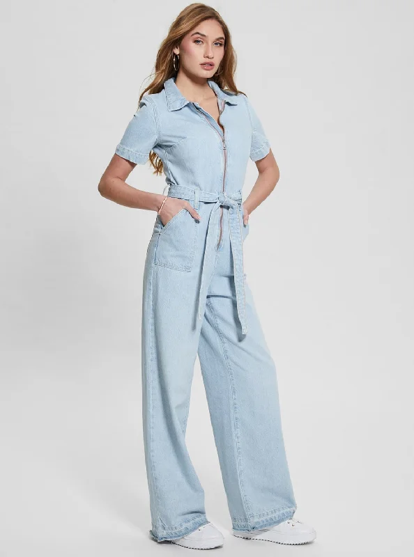 Women’s Party Wear Boutique style Light Wash Blue Denim Brenda Jumpsuit